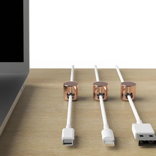 Miniatura 8 de ICONIT Anclajes de cable para organización de escritorio, organizadores de cables de aluminio de alta calidad, cargador + clips de gestión de cables