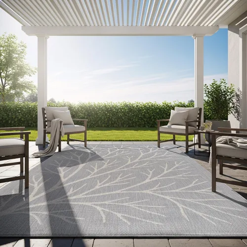 Miniatura 21 de Alfombra Lavable para Interiores y Exteriores 8x10 Resistente a la Intemperie Alfombras de Área Modernas de Yute Sólido para Porche Terraza Balcón