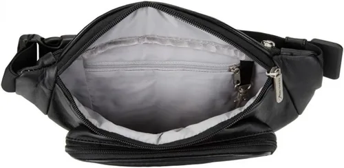 Miniatura 3 de Travelon Riñonera de cuero con bloqueo RFID - Negro