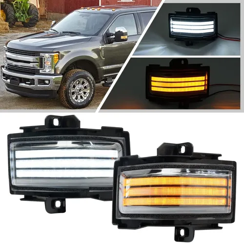 Conjunto de luces LED para espejo lateral para Ford F-150 F-250 F-350 F-450 F-550 Super Duty 2015-2023 LED de remolque manual plegable espejo de