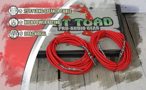 Miniatura 8 de Fat Toad Cables de altavoz de 25 pies de 1/4 pulgadas (serie Rojo-Flexpro), paquete de 2 cables de audio para DJ con conectores macho Jack, cable