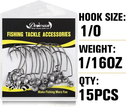Miniatura 7 de Dovesun Ned Rig Jig Heads Cabeza de plantilla sin malas hierbas para pesca lubina Swimbait Jig Head Shaky Ned Rig Ganchos agua salada agua dulce