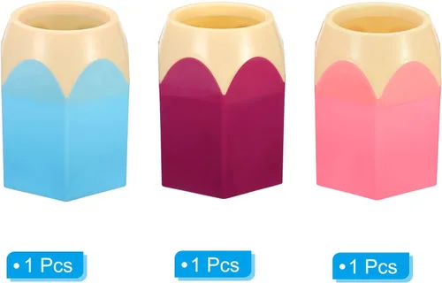 Miniatura 3 de PATIKIL Portalápices, paquete de 3 soportes para bolígrafos para escritorio, bonito soporte de plástico para lápices, organizador de tazas