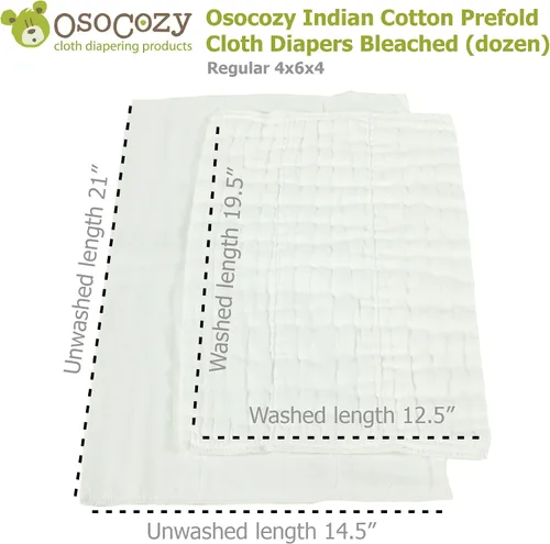 Miniatura 3 de OsoCozy Pañales de tela preplegados (1 doz), suaves, absorbentes, duraderos, 100% algodón