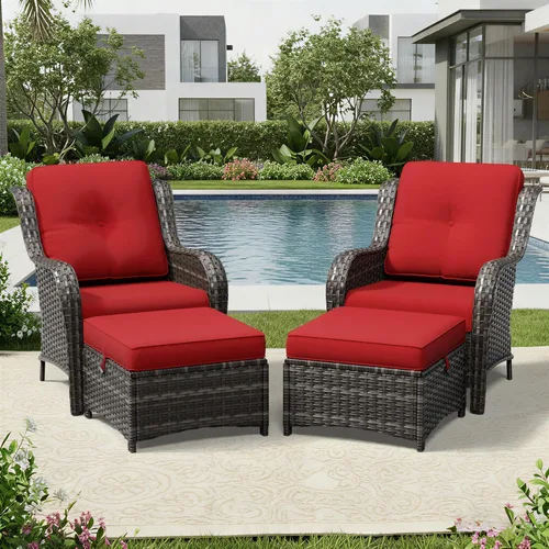 Miniatura 86 de Joyside Juego de sillas de mimbre para patio, juego de 3 piezas de mimbre para exteriores con 2 sillas reposabrazos y 1 mesa auxiliar para terraza