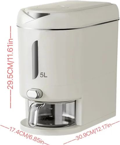 Recipiente de arroz de 12 libras (16.1 lbs) con taza medidora, caja fresca incorporada, almacenamiento dispensador de cereales con tapas para el