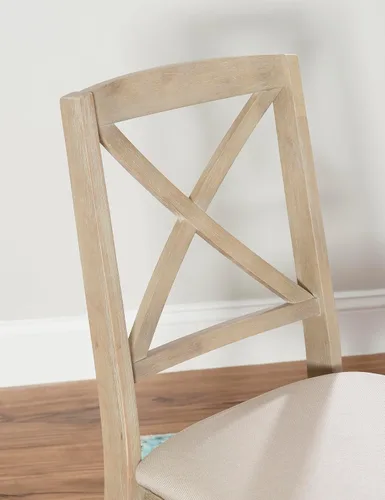 Miniatura 6 de Keira Silla plegable de madera gris lavado con asiento tapizado beige y respaldo clásico de madera X por Linon