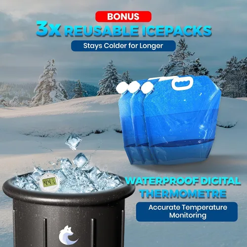 Miniatura 3 de XL 105GL - Tina de inmersión fría para adultos, baño de hielo inflable aislado de 5 capas y bañera de recuperación con bomba, termómetro, 3 paquetes