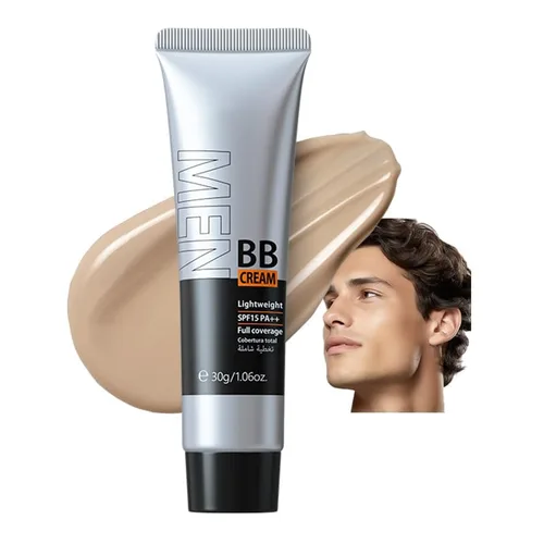 AKARY Crema hidratante BB para hombres SPF 15 PA++, base y corrector de cobertura completa, crema hidratante facial para hombre unifica el tono de