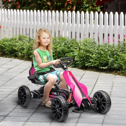 Miniatura 2 de Aosom Go Kart eléctrico de 12 V para niños, juguete para montar al aire libre con accionamiento hacia adelante hacia atrás y velocidad ajustable