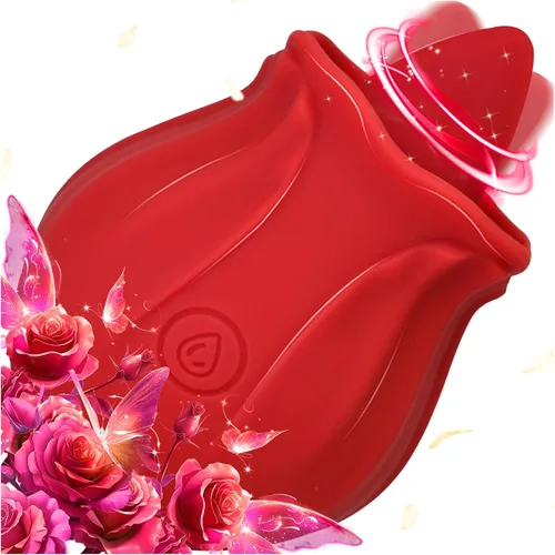 Yume Vibrador de clítoris con forma de rosa de lengua, para parejas, pezón anal, pezón, orejas, punto G para su placer, rosa lamida, juguete para