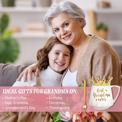 Miniatura 3 de Regalos para abuela Regalos de Navidad para abuela de nietos nietas, la mejor abuela de siempre Taza de café cerámica de abuela Taza de té de 12