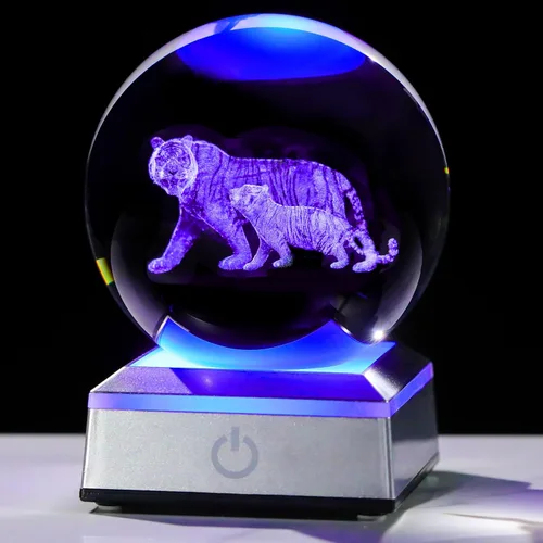 Miniatura 7 de Figura de Escultura 3D de Guepardo en Bola de Cristal con Base de Luz Colorida, Regalos de Guepardo para Mujeres y Hombres en Navidad y Cumpleaños