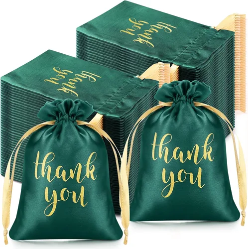 Miniatura 19 de Roowest 100 bolsas de regalo de satén con cordón de agradecimiento para joyas, bolsas de dulces para boda, despedida de soltera, baby shower, bolsa