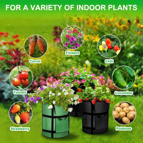 Miniatura 4 de MEKOLIFE Bolsas de cultivo de patatas de 7 galones con ventana de visualización, macetas de jardín de plantación de 300G de tela no tejida, asas