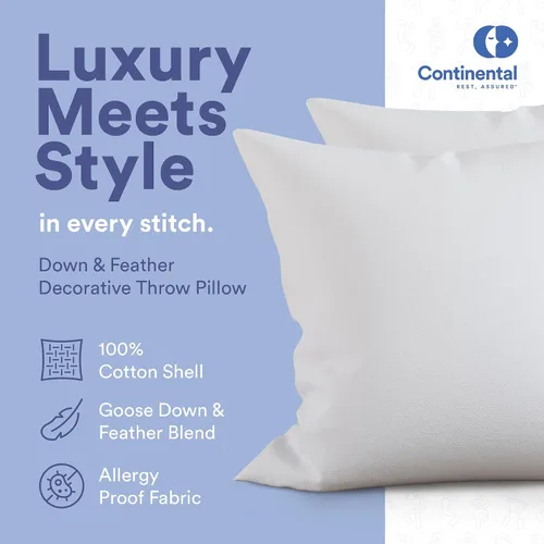 Miniatura 3 de Continental Bedding Relleno de almohada de plumón y plumas, soporte medio 25/75, almohada decorativa para sofá, funda de algodón de alta calidad, 16