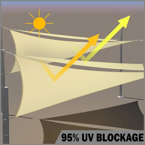 Miniatura 3 de ShadeMart Vela de Sombra Impermeable de 8' x 8' x 8' Beige, Vela de Sombra Solar Beige Triangular Tamaño Personalizado, Toldo Resistente al Agua