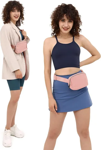 Miniatura 2 de ODODOS Minicangurera unisex con correa ajustable para entrenamiento correr viajes o senderismo Rosa Claro3