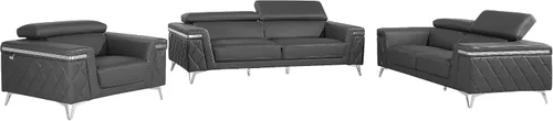 Miniatura 28 de Blackjack Furniture Amalfi - Juego de sofá de cuero italiano de grano superior para sala de estar con elegante diseño italiano, reposacabezas
