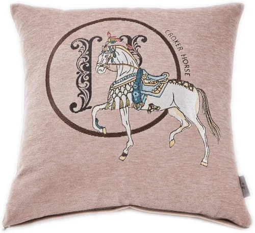 Croker Horse 18x18'' inches Throw Pillow Cushion Covers Set Pack of 2 Pcs - Luxury Horse Embroidery Modern Style Couch Sofa Pillow Cover for Living