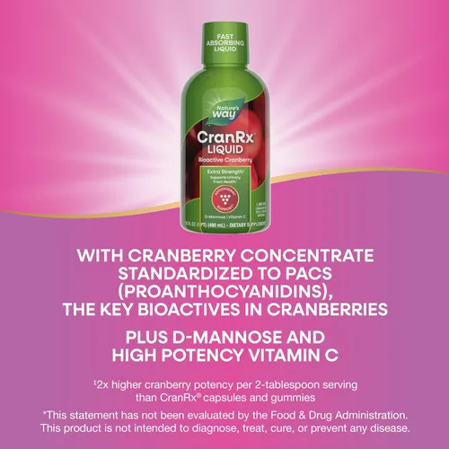 Miniatura 4 de Nature's Way CranRx Extra Strength Cranberry 1,000 mg, D-manosa + Vit C + Hibisco, 16 onzas líquidas