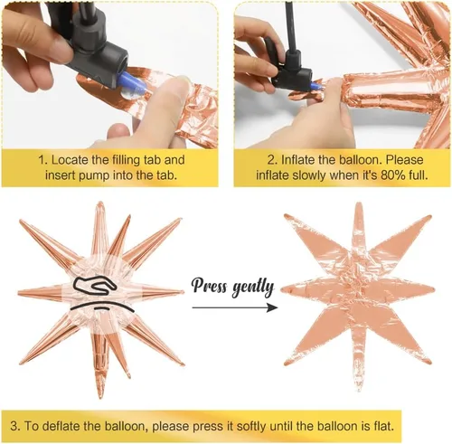 Miniatura 6 de Globos de aluminio con forma de estrella negra, 6 unidades, globo de explosión de estrella, globo de 22 pulgadas, globos grandes de Mylar
