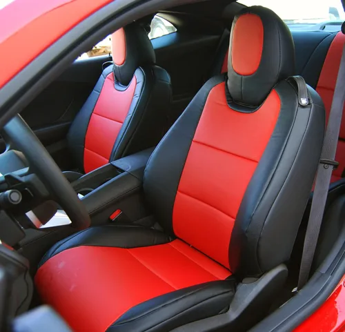 Miniatura 10 de Iggee 2010-2015 Chevy Camaro Fundas para asientos premium de cuero sintético, hechas a medida, con ajuste envolvente 3D, para 2 asientos delanteros