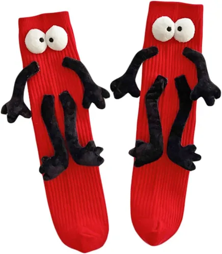 Karwuiio Calcetines magnéticos divertidos para niños y niñas tomados de la mano, calcetines suaves de tubo medio para niños pequeños y niños