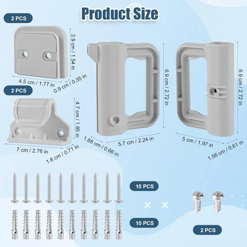 Miniatura 2 de Baby Gate Replacement Parts Kit, Baby Safety Barrier Hardware Wall Mounting Kit Dog Accessories with Brackets Hooks Latches Screws for Mesh Gate