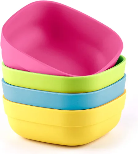 GET FRESH Juego de cuencos para niños, paquete de 4 cuencos de cereales sin melamina para niños y niños pequeños, aptos para microondas, apilables,