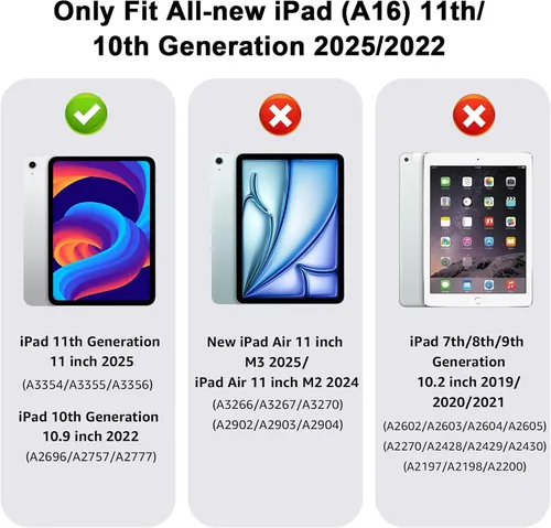 Miniatura 8 de HGWALP Funda Protectora para iPad (A16) 11ª Generación 11 Pulgadas (2025) y iPad 10ª Generación 10.9 Pulgadas (2022), Funda con Soporte