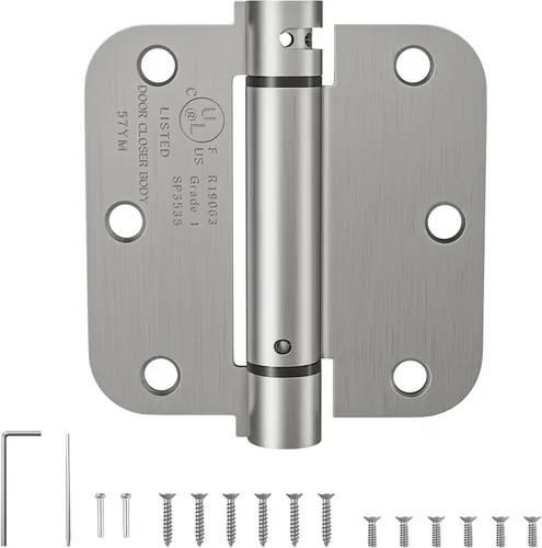 HOSOM Bisagras de Puerta de Cierre Automático de 3.5 Pulgadas, Bisagras con Resorte, Tensión Ajustable para Puerta Interior, Listado UL, para Puerta