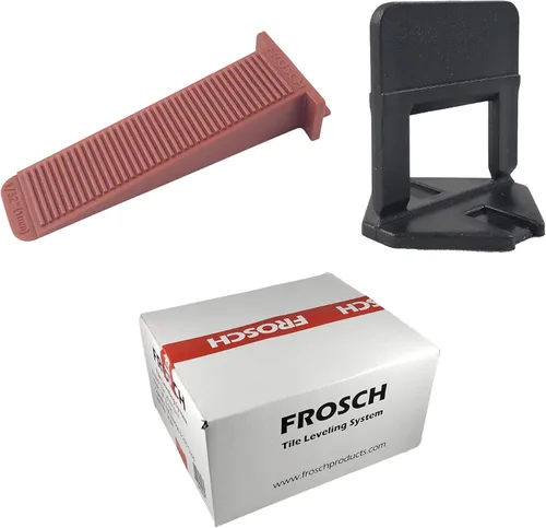 FROSCH Kit de sistema de nivelación de azulejos - 1/8" (3 mm), 250 clips y 100 cuñas