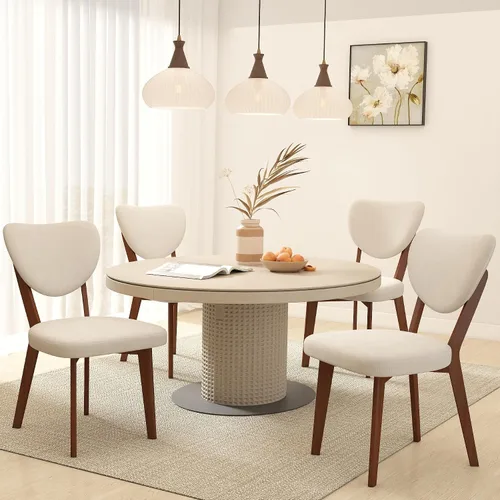 Miniatura 3 de Juego de 2 sillas de comedor de madera, silla de comedor tapizada de tela moderna, sillas de cocina, silla de cena de granja para cocina y comedor