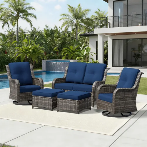 Miniatura 155 de Joyside Juego de sillas de mimbre para patio, juego de 3 piezas de mimbre para exteriores con 2 sillas reposabrazos y 1 mesa auxiliar para terraza