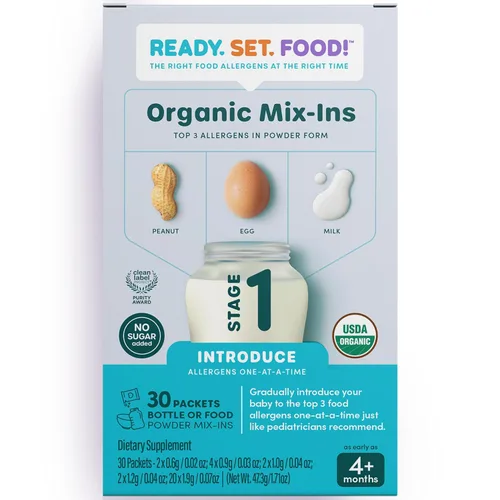 Ready Set Food Stage 1 - Mezcla de alimentos orgánicos para bebés, kit de introducción temprana de alérgenos para bebés de más de 4 meses, huevos en