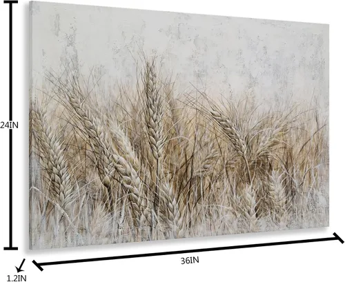 Miniatura 2 de YHSKY ARTS Lienzo de trigo texturizado pintado a mano para decoración rústica de cocina y sala de estar grande