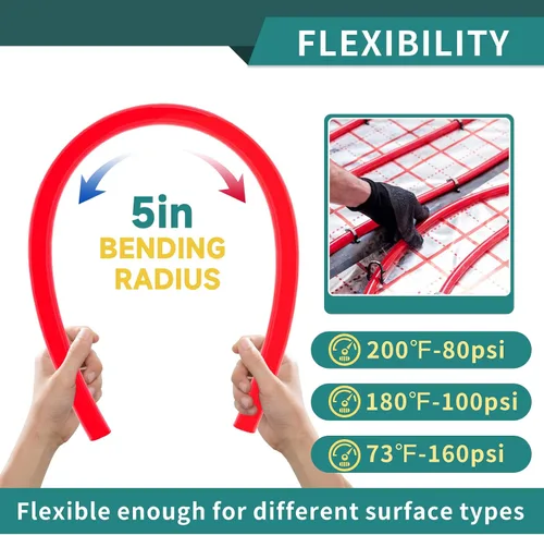 Miniatura 6 de Tubo Niikappu Red PEX-B de 1/2 pulgada, tubo Pex B de 100 pies con un cortador de tubos, 10 accesorios de engarce de latón y 30 anillos de cobre