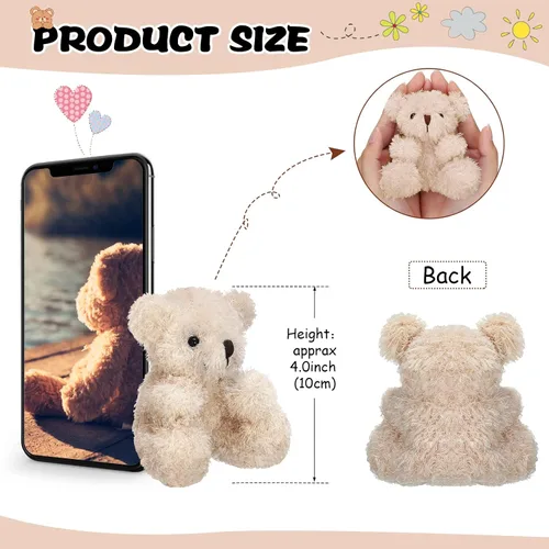 Miniatura 2 de Chivao 20 piezas de mini osos de peluche a granel de 4 pulgadas de oso pequeño a granel para niños, fiesta de cumpleaños, intercambio de aula, baby