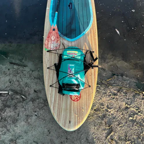 Miniatura 2 de Mochila impermeable de 28 L, bolsa seca verde azulado para teléfono celular con ventana exterior para un fácil uso durante todos los deportes