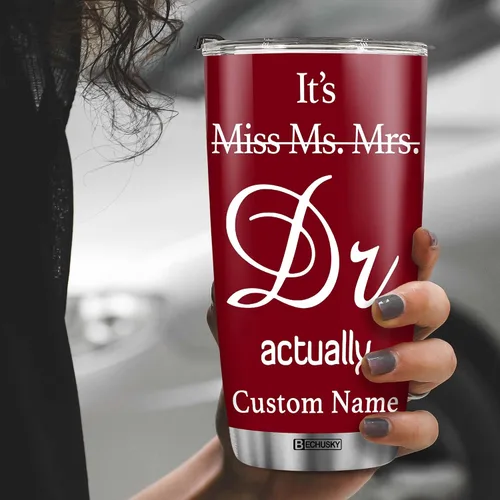 Miniatura 2 de BECHUSKY Regalo de graduación de doctorado personalizado, taza de doctorado con nombre personalizado, vaso de doctorado para hombres y mujeres