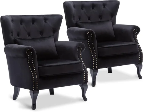 Miniatura 23 de LZAREAL Juego de 2 Sillones de Lectura Accent con Brazos para Sala de Estar, Dormitorio, Sillón de Esquina Cómodo Moderno de Mediados de Siglo, rosa