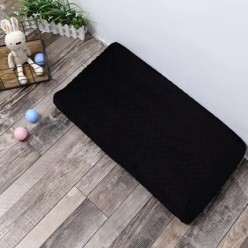 Miniatura 6 de Funda para cambiador, súper suave, con lunares minky, agradable a la piel, transpirable, lavable, para cambiador, para bebé, niño y niña (negro)