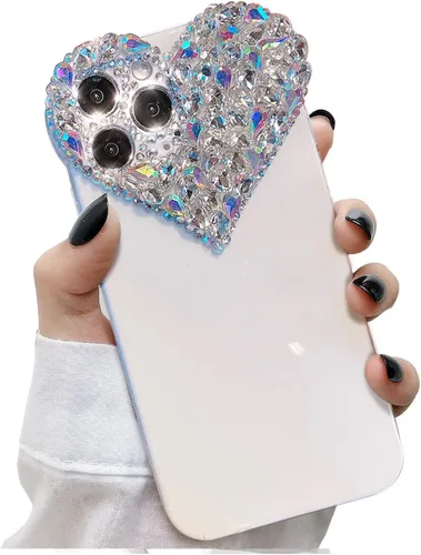 Miniatura 16 de Bonita funda para iPhone 11 con purpurina 3D para mujeres y niñas, bonita funda transparente con diamantes de imitación y diamantes de imitación