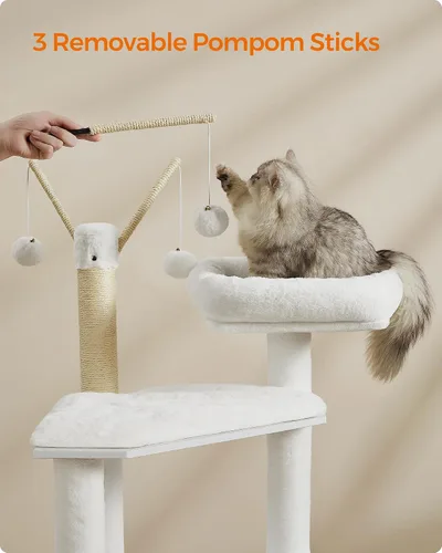 Miniatura 6 de Feandrea Árbol para gatos con caja de arena, torre moderna para gatos de 59 pulgadas, condominio 2 en 1 con postes rascadores, cojín extraíble