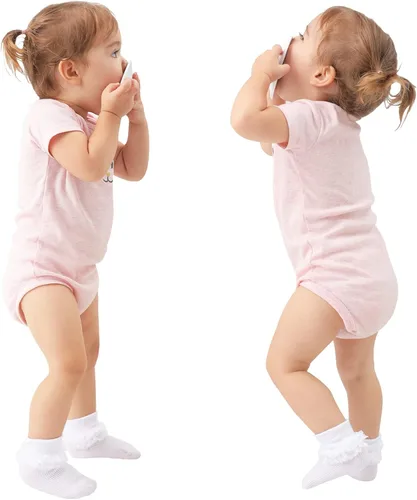 Miniatura 3 de Calcetines para bebé niña con ojales, calcetines de encaje triple con volantes, calcetines con puño retorcido, 2/3/5 pares, calcetines de tobillo