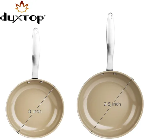 Miniatura 6 de Duxtop Sartén antiadherente de cerámica, sartén de inducción de acero inoxidable, sartén de 8 pulgadas con parte inferior adherida a impactos