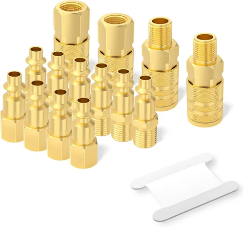 TAISHER Accesorios de manguera de aire, acoplador de aire de conexión rápida de 1/4 pulgadas NPT y kit de enchufe, tipo I/M, 14 accesorios para