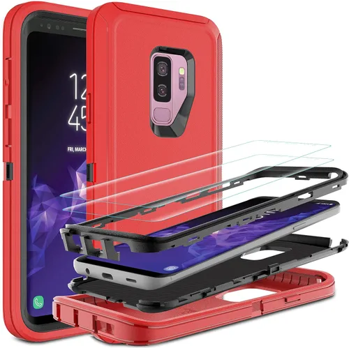 Miniatura 7 de Funda para Galaxy S9 Plus con protector de pantalla de TPU autorreparable [2 unidades], protección resistente 3 en 1 para Samsung S9 Plus Negro/Gris
