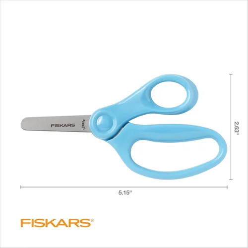 Miniatura 6 de Fiskars Tijeras de punta roma de 5 pulgadas para niños de 4 a 7 años (paquete de 3) - Tijeras para la escuela o manualidades - Suministros
